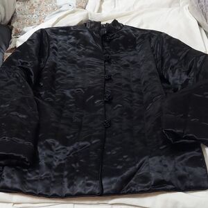 Nelly De Grab Black Satin Jacket Fisherman Sz S